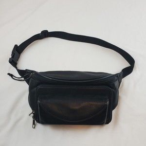 Boulder Ridge Black Cowhide Leather Waist Fanny Pack Hiking Organizer Pockets